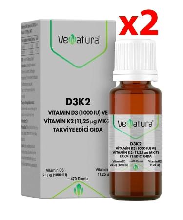 Venatura Vitamin D3 K2 Menaquinone 7 Drops 20 ml 2 Pieces