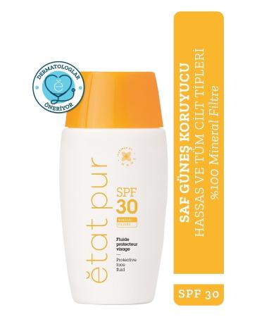 Etat Pur Protective Mineral Fluid SPF30 0 Mineral Filter Face Sunscreen 40ml Light Wheat and Dark Skin
