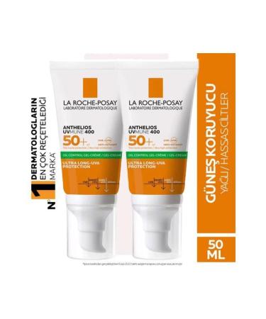 La Roche Posay Anthelios Anti Shine Dry Touch Finish Mattifying Effect Gel Cream Spf50 50 ml 2 Pcs