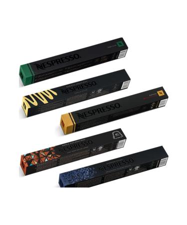 Nespresso Vanilla Eclair- Capriccio- Palermo Kazaar- Cape Town and Volluto Decaf Capsule Coffee 5x10 Lu