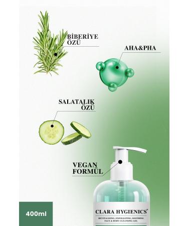 Clara Hygienics Rosemary Touch Dead Cell Remover Face and Body Cleansing Gel 400ml Vegan Skin Tone Equalizer - Buy Online on GoSupps.com