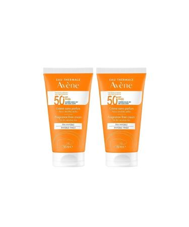 Avene Cream SPF 50+ High Protection Sun Cream for Dry Skin Unscented 50 ml 2 Pieces