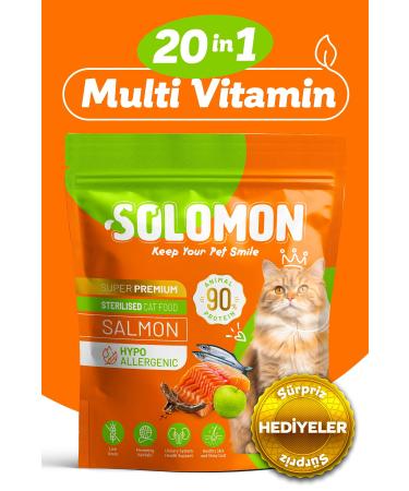 Solomon Sterilized Salmon Super Premium Cat Food 1.5 Kg - Hypoallergenic - Low Grain