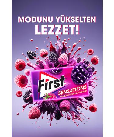 First Sensations Raspberry & Black Mulberry Flavored Gum 27 gr - 12 Pieces