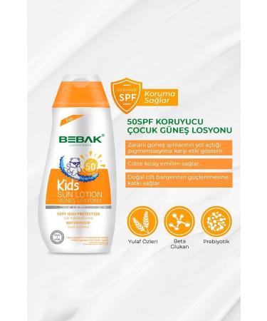 Bebak 50 Spf High Protection Against Uva/UVB Rays Effective Children's Sun Cream 200 ml - Buy Online on GoSupps.com