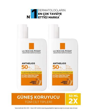 La Roche Posay Anthelios Invisible Fluid Face Sun Cream Skin Spf50+ High Protection 50 ml x 2