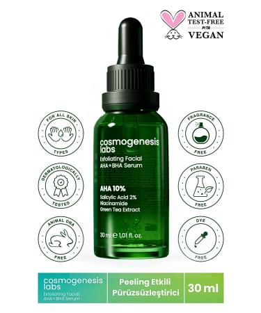 Cosmogenesis Labs Peeling Effective Aha Bha Skin Serum 30ml Vegan Dead Cell Cleanser (AHA - 2% SALICYLIC ACID)