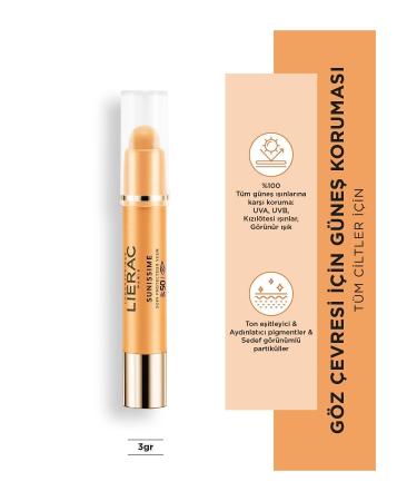 Lierac Sunissime Energizing Eye Stick SPF 50+ Eye Contour Global Energizing Sun Cream