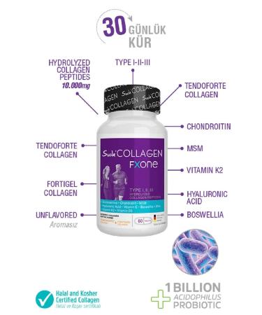 Water Collagen Fxone Collagen 60 Tablets 2 Pack (Collagen -MSM - Glucosamine - Chondroitin - Bosphorus extract) - Buy Online on GoSupps.com