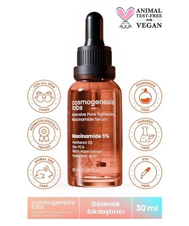 Cosmogenesis Labs Acne Anti-Blackhead Niacinamide Skin Serum 30ml Vegan Pore Tightening (5% NIACINAMIDE)