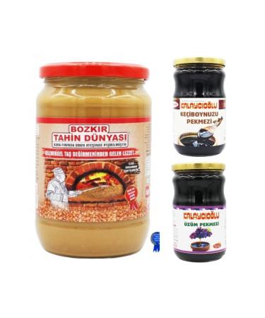 Kalayc o lu Bozk r Double Roasted Tahini Glass 700 gr - Carob Molasses Glass 800 gr - Grape Molasses Glass 800gr