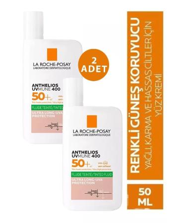 La Roche Posay Anthelios Uvmune 400 Fluide Oil Control Tinted Spf50 50 ml 2 Pcs
