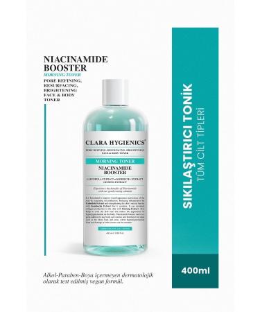 Clara Hygienics Niacinamide Booster Pore Tightening Face and Body Day Toner 400ml Vegan Brightening Effective