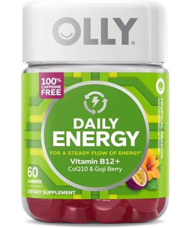 OLLY Daily Energy Gummy Caffeine Free Vitamin B12 CoQ10&Goji Berry 60 Gummies