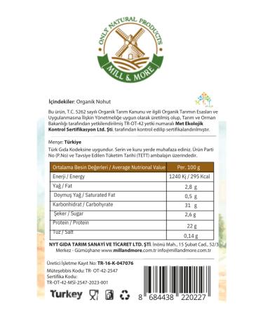 Mill & More Only Natural Products 2 Pack Organic Chickpeas 750 G - Buy Online on GoSupps.com