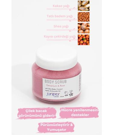 Juniper Natural Rose & Geranium Body Scrub - Purifying Moisturizing Vegan - 210 ml - Buy Online on GoSupps.com