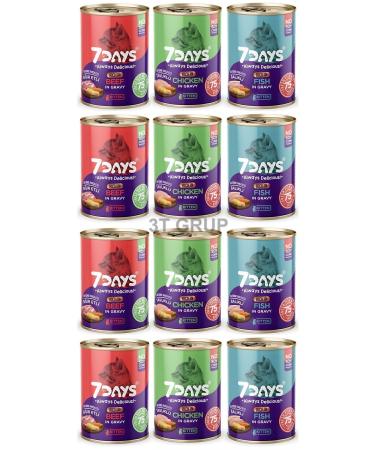 7DAYS Mixed Cat Canned Food Kitten 3 Types 415 gr x 12 Pieces