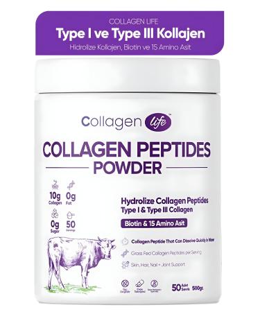 Collagen Life 0 Hydrolyzed Collagen Peptides Biotin and 15 Amino Acid Food Supplement 50 Days