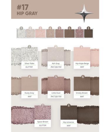 PERIPERA Matte Shiny and Glittery Intense Pigmented Eyeshadow Palette Peripera All Take Mood Palette (17 Hip Gray) - Buy Online on GoSupps.com