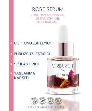 Verda Riche Rose Oil Serum Tone Equalizing Firming Smoothing and Anti-Aging Rose Serum