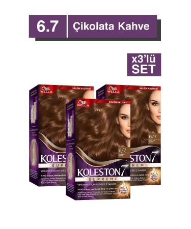 Wella Koleston Supreme Hair Dye 6/7 Chocolate Brown X3 Set