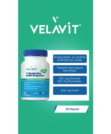 Velavit V-Probiotics with Enzymes Food Supplement 30 Capsules - Buy Online on GoSupps.com