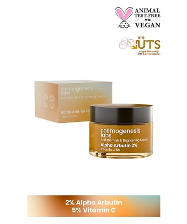 Cosmogenesis Labs Anti-Blemish Vitamin C Blemish Cream 50ml Vegan Brightening Tone-Equalizing Moisturizer (2% Arbutin) - Buy Online on GoSupps.com