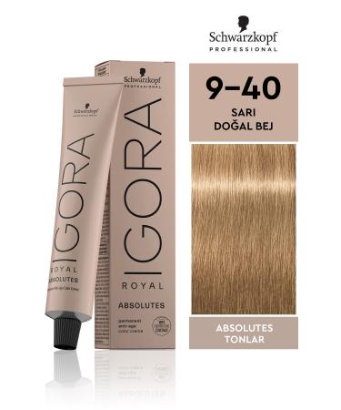 Igora Royal Absolutes Shades 9-40 Blonde - Natural Beige Hair Dye 60ml