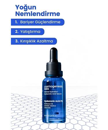 Cosmogenesis Labs Intensive Hyaluronic Acid Skin Serum 30ml Vegan Anti-Wrinkle (2% Hyaluronic Acid) - Buy Online on GoSupps.com