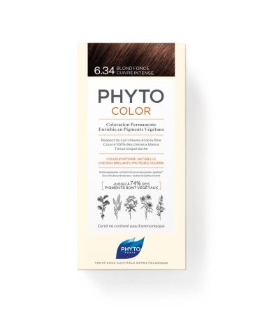 Phyto Phytocolor 6.34 Dark Blonde Dore Copper Ammonia-Free Permanent Herbal Hair Dye
