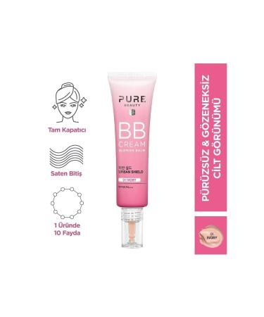PURE BEAUTY BB Cream that provides a lasting lively look all day long Spf50 Pa+++ Ivory 30ml..PureBeauty-