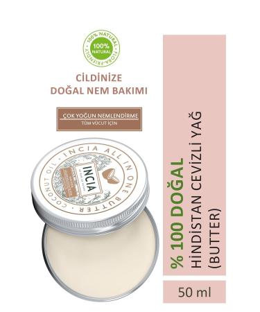 INCIA 0 Natural Whole Body Butter Intensive Moisturizing Cream Coconut Organic Vegan 50 ml