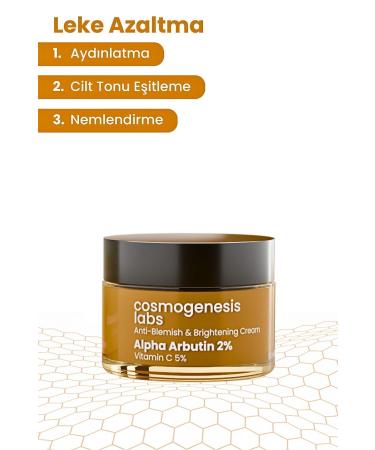 Cosmogenesis Labs Anti-Blemish Vitamin C Blemish Cream 50ml Vegan Brightening Tone-Equalizing Moisturizer (2% Arbutin) - Buy Online on GoSupps.com