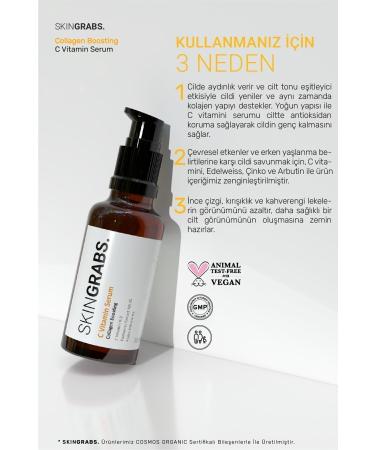 SkinGrabs.Skincare Collagen Boosting Organic Vitamin C Intense Serum (Collagen Boosting - Vitamin C Intense Serum) - Buy Online on GoSupps.com