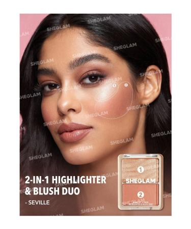 SHEGLAM Glam 101 Hybrid Highlighter & Blush Duo-Seville Blush Highlighter Powder Palette - Buy Online on GoSupps.com