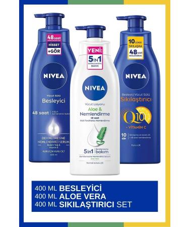 NIVEA Aloe Vera Body Lotion 400ml & Body Milk Nourishing 400ml & Q10 Firming Body Milk 400ml