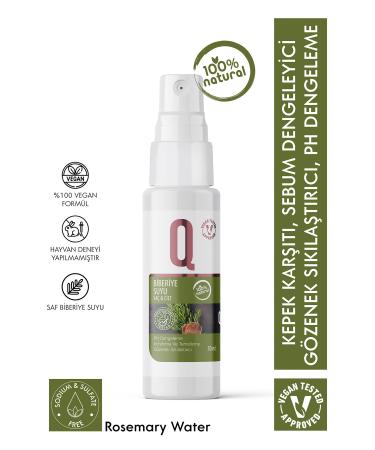 QUR Organic Rosemary Water Anti-Dandruff and Hair Loss Skin Cleanser Oil Balancer