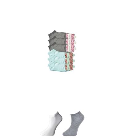 Skygo Grey and White Women's Ankle Socks 6 pairs