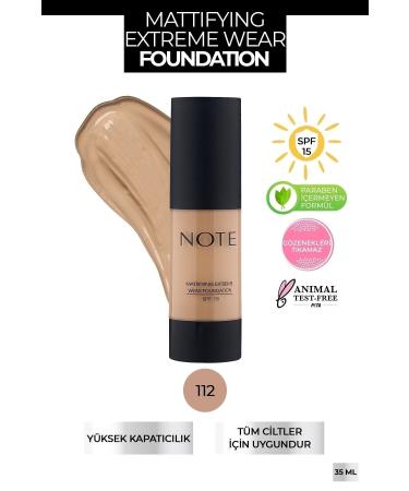 Note Cosmetics Mattifying Extreme Wear Spf 15 Intense Coverage Matte Finish Foundation - 112 Desert Beige