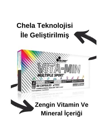 Olimp Vita-min Multiple Sport 60 Capsules A B1 B2 B12 B3 B5 B6 Biotin Copper Zinc Iron Iodine Calcium - Buy Online on GoSupps.com