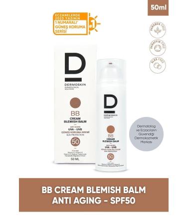 Dermoskin BB Cream SPF 50+ Blemish Balm 50Ml- Tinted Sunscreen - Anti-Aging and Anti-Spot