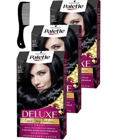 Palette Deluxe Hair Dye 1-1 Midnight Blue X 3 Pieces + Hair Opening Comb
