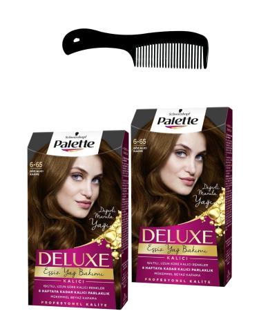 Palette Deluxe Hair Dye 6-65 Glamorous Brown X 2 Pieces + Hair Opening Comb