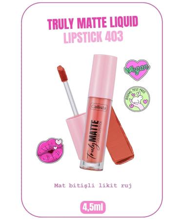 Callista Truly Matte Liquid Lipstick Mat Likit Ruj 403 Rose Harmony - Nude