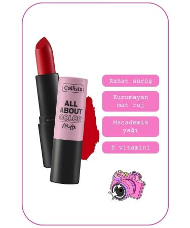 Callista All About Color Matte Lipstick Moisturizing Matte Lipstick - 506 Hot Girl Summer - Red - Buy Online on GoSupps.com