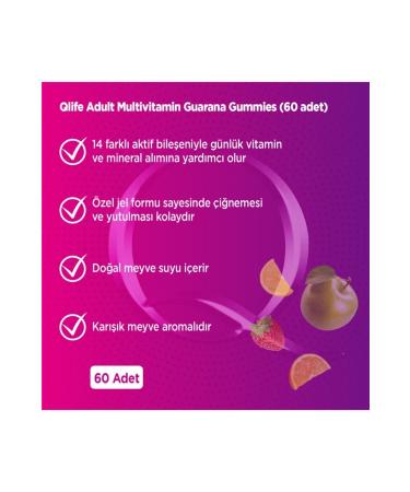 Qlife Adult Multi Vitamin Guarana Gummies 60 Pieces - Buy Online on GoSupps.com