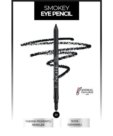 Note Cosmetics Smokey Eye Pencil Waterproof Applicator Waterproof Eye Pencil - 01 Black - Black