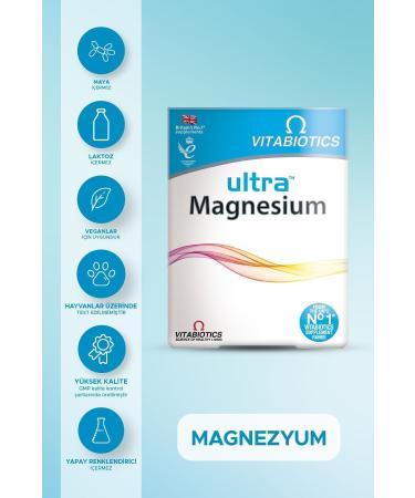 Vitabiotics Ultra Magnesium 250 mg Elemental Magnesium Containing Supplementary Food 60 tablets.