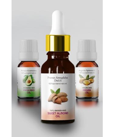 proclis Most Popular Aromatherapy Fixed Oils Package (Argan 10 Ml Avocado 10 Ml Sweet Almond 50 Ml)