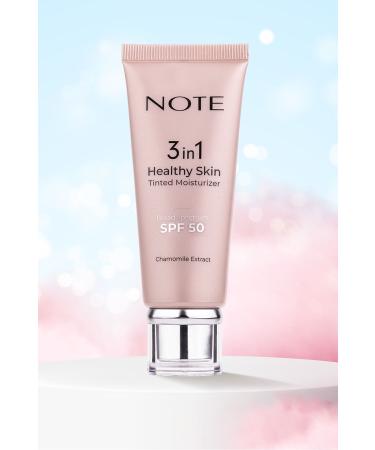 Note Cosmetics 3 in 1 Healthy Skin Tinted Moisturizer SPF 50 Color Tone Equalizing Brightening Cream - Buy Online on GoSupps.com